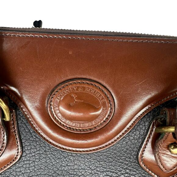 Dooney & Bourke Leather Black & Brown Satchel Crossbody Hand Bag - Picture 4 of 11